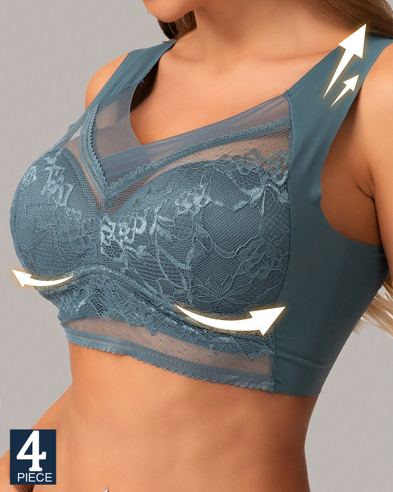Sheer Bra Lace - 4Pcs Plus Size Women Seamless Bra