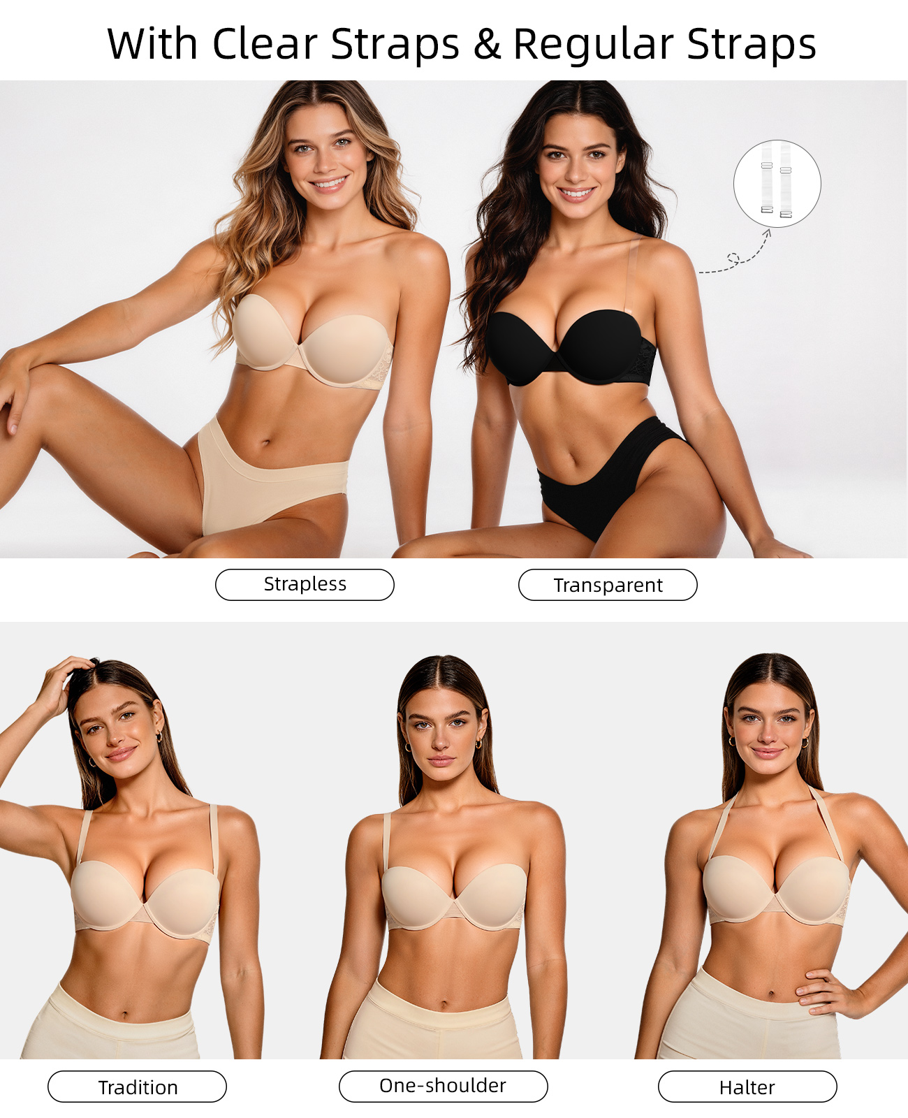New Push Up Bra Women Lace Pad - Convertible Bra Multiway recensione e prezzo