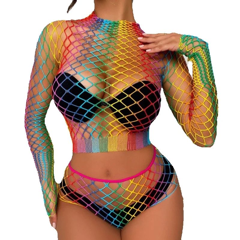 Sexy Rainbow Mesh Lingerie Set - Sheer Mesh Bra recensione e prezzo