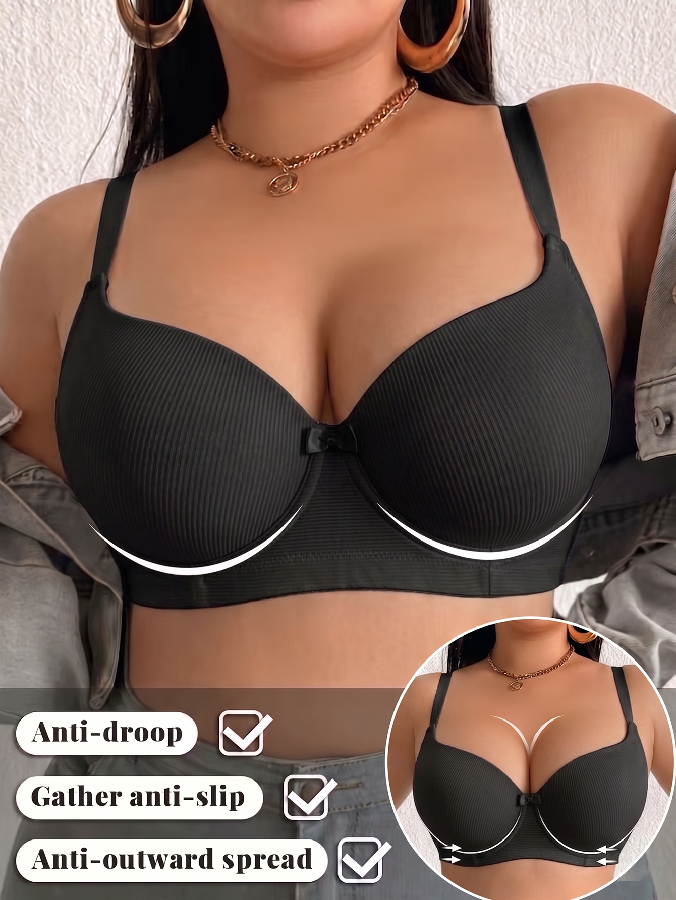 Plus Size Ribbed Women Bra Thi - Underwire Bra Padded recensione e prezzo