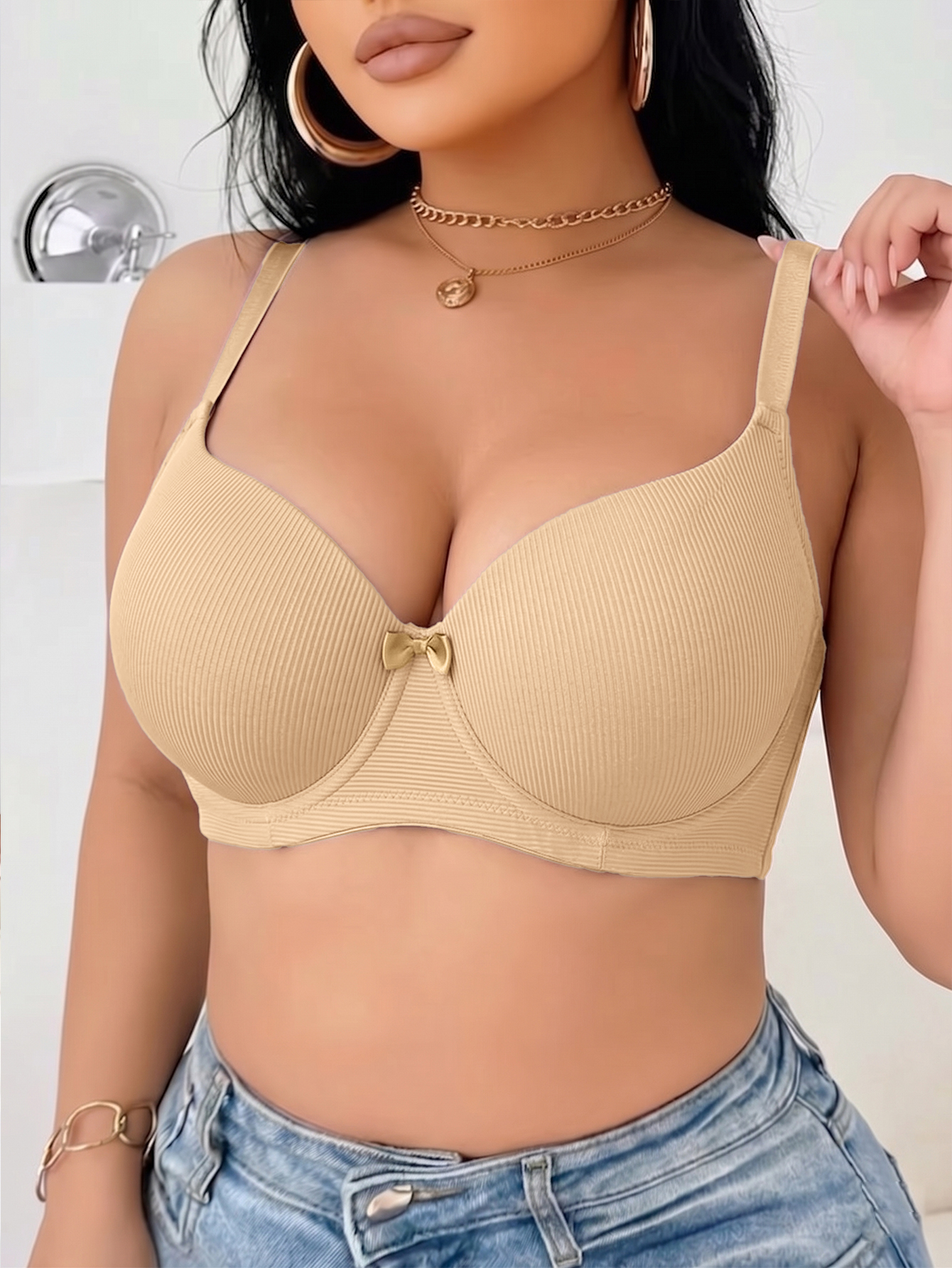 Plus Size Ribbed Women Bra Thi - Underwire Bra Padded recensione e prezzo